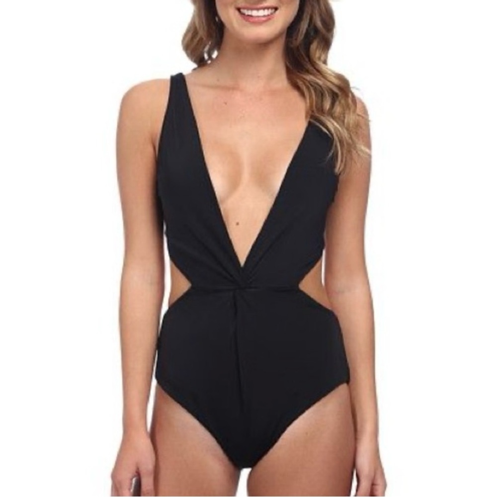 Mara Hoffman Twist Front One-Piece Swimsuit Black Sz XS